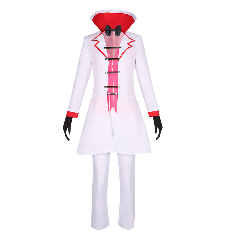 Hazbin lucifero Cosplay Anime Hotel Morningstar Costume Cosplay Daddy White Suit Devil Hell Halloween Party Costume da uomo adulto
