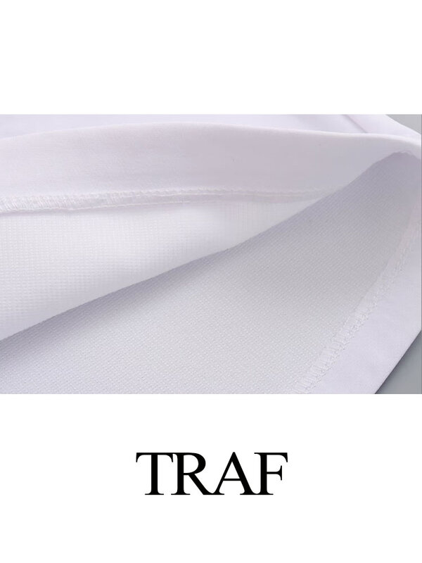 TRAF 2024 damskie modne letnie szykowne szorty białe wysokie zapinane na guziki z kieszeniami na suwak damskie główna ulica krótkie spodnie