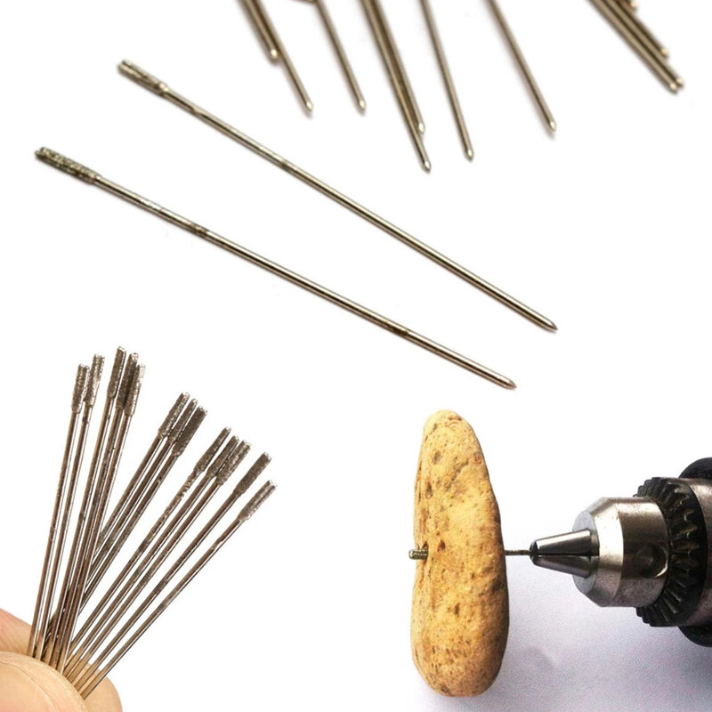 20pcs 1mm Diamond Lapidary Drill Bits Micro Drill Bits Solid Bits Needle For Jewelry Ceramic Agate Jade Amber Crystal Drilling
