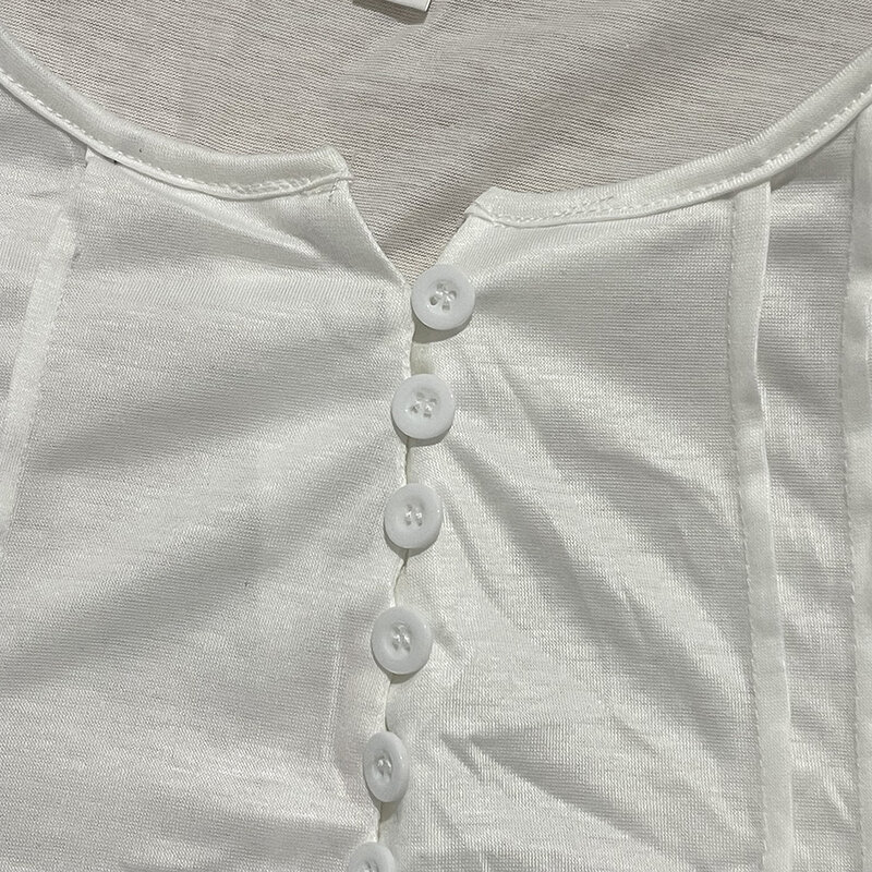 T-shirt con bottoni con scollo a v da donna stampata Top di alta qualità abbigliamento elegante t-shirt Casual allentata da donna Street Top