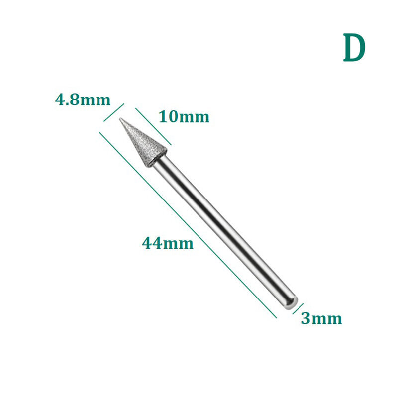 1 Stück Schnitz nadel 3mm Schafts chleif stangen Mini-Kern bohrer Diamant beschichteter zylindrischer Flach kopf verlängerte Grate Gravur