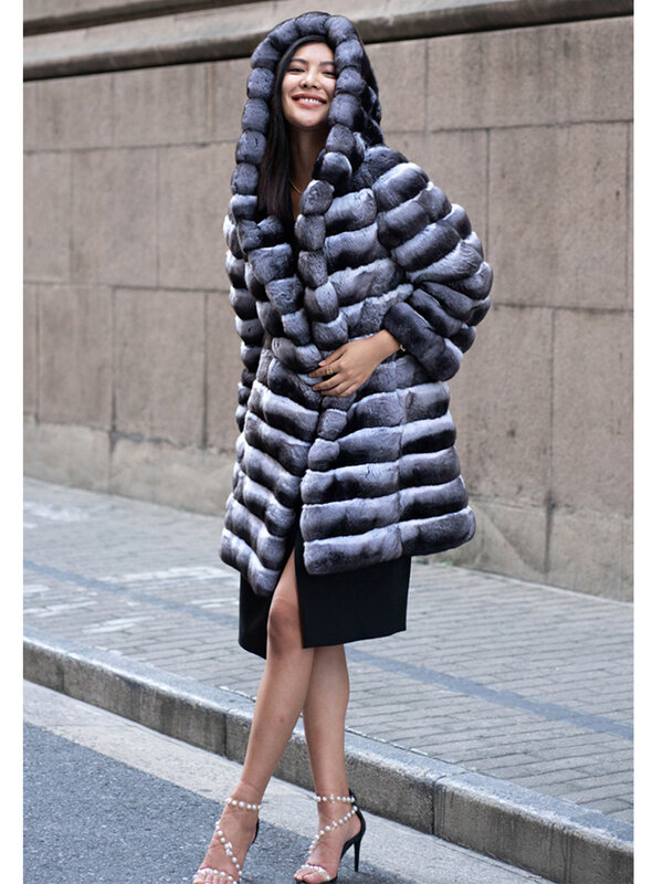 Manteau de fourrure à capuche pour femme, parka chaude, pardessus en fausse fourrure de vison, optique mi-longue, cardigan de luxe, vêtements d'extérieur, hiver