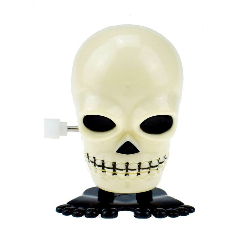 Wind-up Skull Pumpkin Toy com olhos, dente de salto, fantasma, brincadeira, perfeito para o Halloween, brincadeira, decoração festiva, novidade, novidade