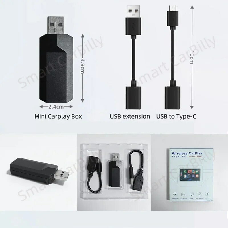 ワイヤレスCarPlayアダプター,USBプラグ付きステレオ,スマートリンク,自動接続,carplay用