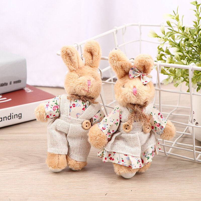 Симпатичный льняной брелок в стиле кантри для девушек, Женский парный кролик, сумка для кеинга, искусственная плюшевая игрушка, подвеска, игрушки, подарок