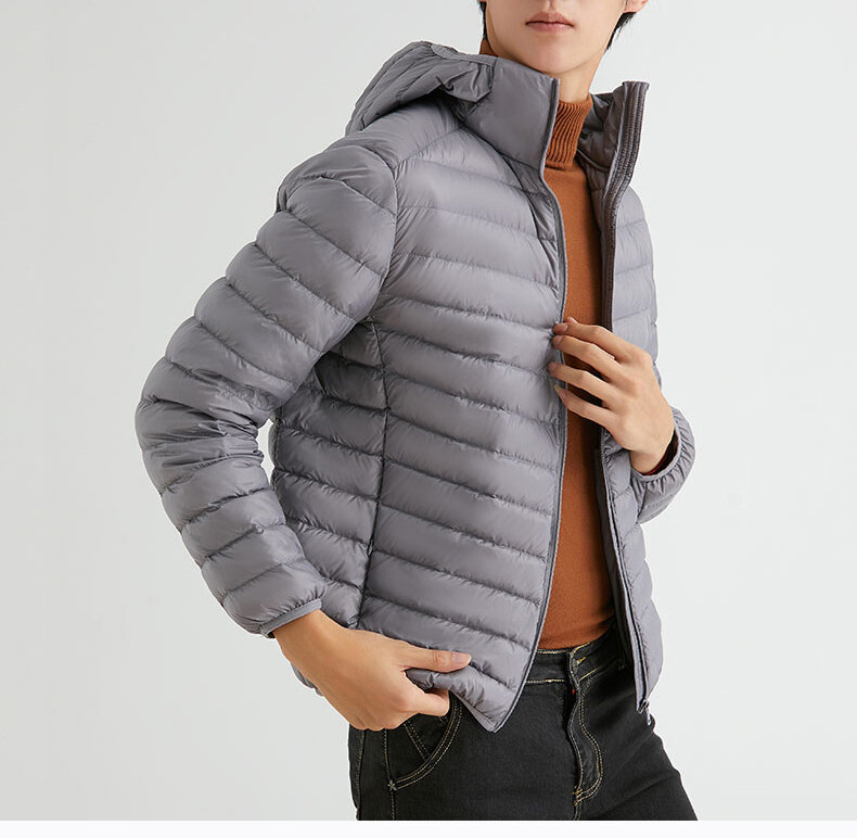 Jaket bertudung untuk pria, mantel parka luar ruangan parka Musim Dingin Ultra ringan hangat bulu angsa