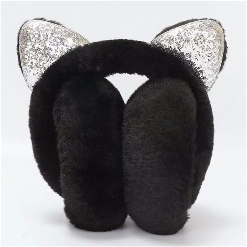 Winter Warm Plush Earmuffs for Women Girls Children Riding Ski Ear Protection Cartoon Cute Cat's Ears Fur Soft Cashmere Earflaps