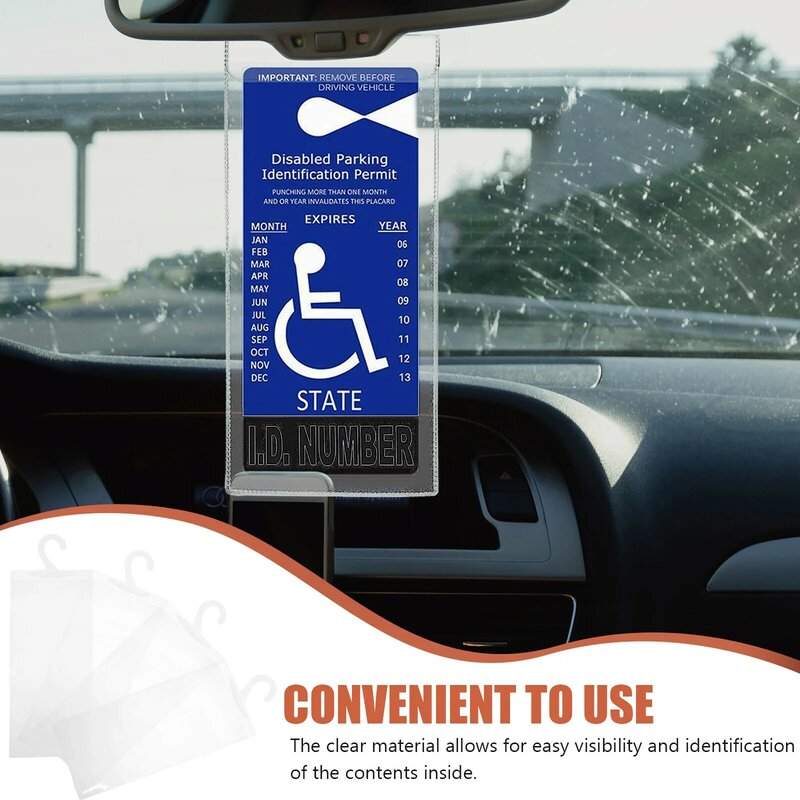 4 Pcs Disability Slogan Hanging Bag Emblems Sign for Car Storage Handicap Parking Card Holder Pvc Tag