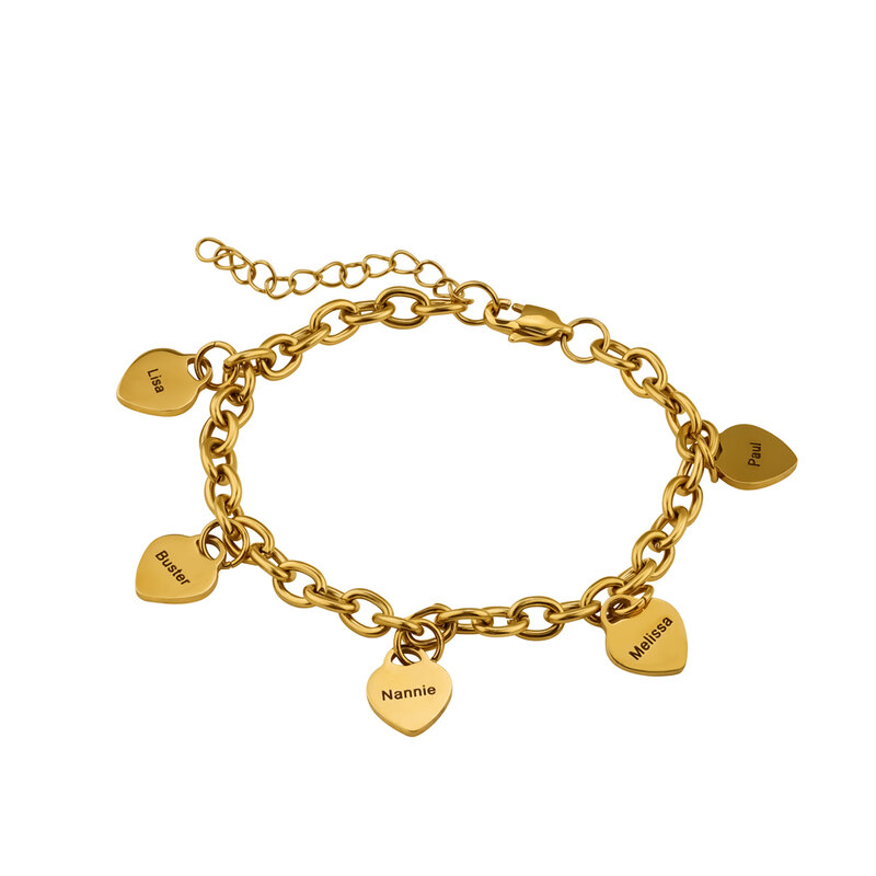 MYLONGINGHCHARM, Индивидуальный Женский браслет в форме сердца с именами, браслет в форме сердца из нержавеющей стали