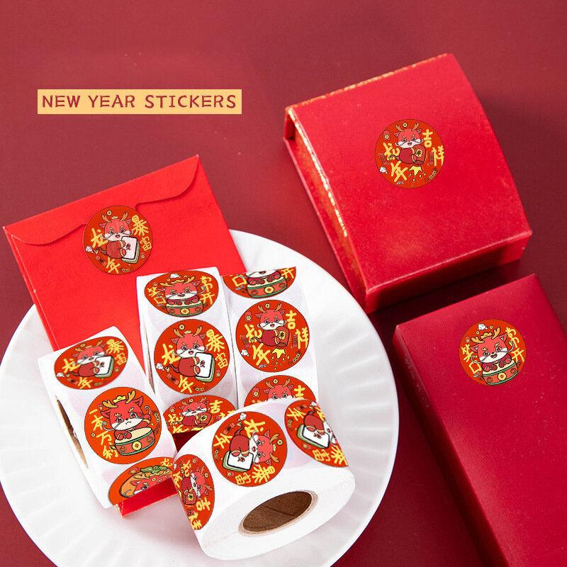 Pegatinas de Feliz Año Nuevo para piezas, etiquetas adhesivas para favores de fiesta de Nochevieja, tarjetas de dulces de Chocolate, caja de sellos de sobre de regalo, 500, 2024