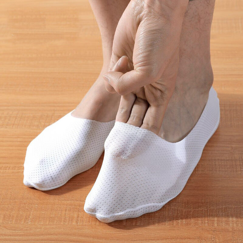 Men'S Socks Summer Thin Mesh Invisible Anti-Slip Socks Solid Color Breathable Short Low Barrel Usual Male Stockings