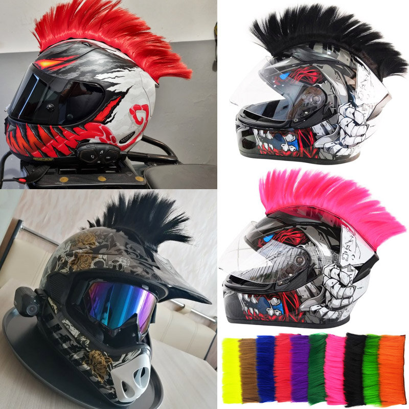 Motocicleta Capacete Elétrico Decoração, Personalidade Criativa, Mohawk Wig Hair, Moto Capacete Acessórios, Adesivos, Cosplay Styling