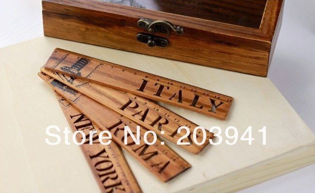 1pcs/lot Exquisite Vintage Hollow City Name Creative Wooden Straight Ruler For School Gift Bookmark Office Supply 4 Dseign