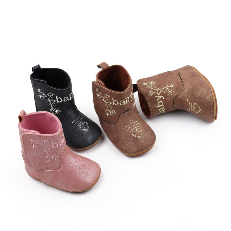 Stivali da ricamo per neonato e bambina stivali singoli semplici retrò alla moda