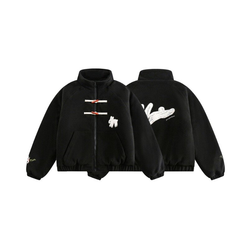 Модная брендовая Ретро Мужская парка флисовая утепленная куртка с воротником-стойкой для мужчин и женщин свободная облегающая теплая куртка Зимний новый стиль