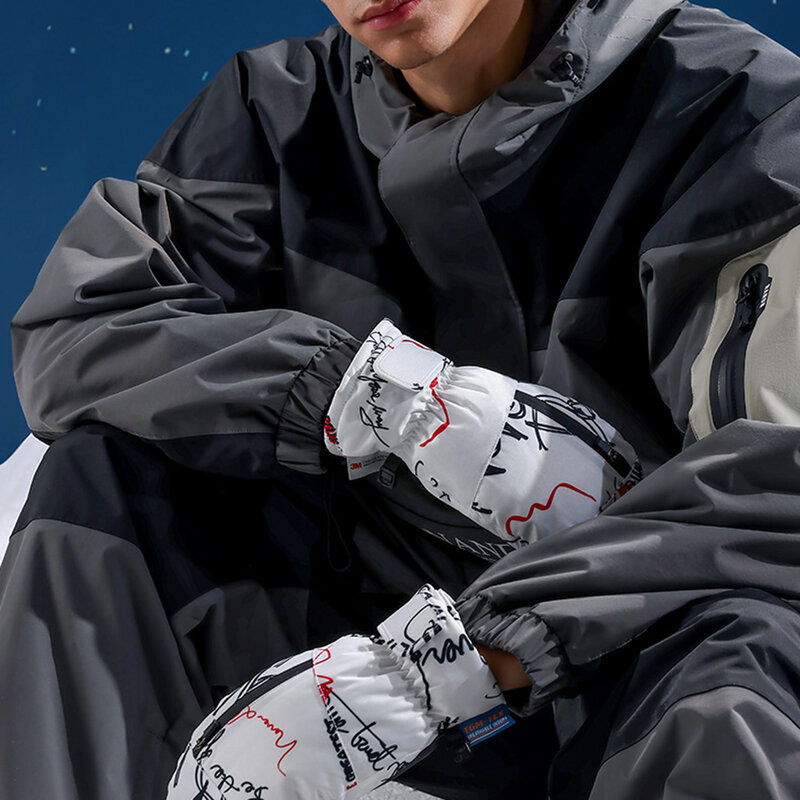 1 Paar Skihandschoenen Winter Warme Touchscreen Fleece Antislip Snowboard Snowboard Fietshandschoenen Voor Heren