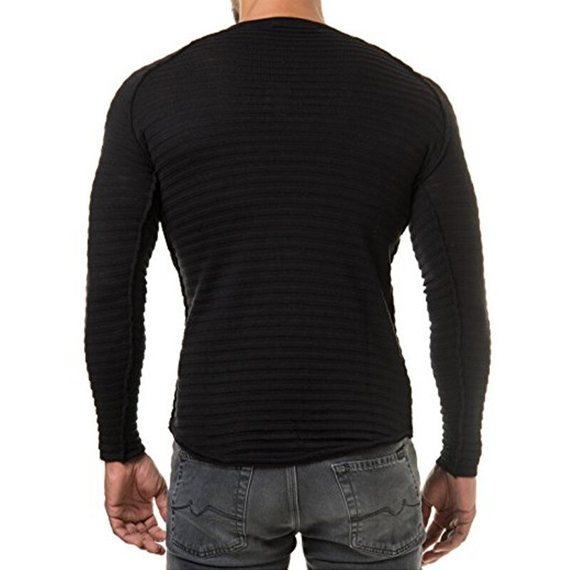 Suéter de cuello redondo para hombre, Camiseta de punto, jersey de Color sólido, ajustado, manga larga, cuello redondo, Primavera, Otoño e Invierno