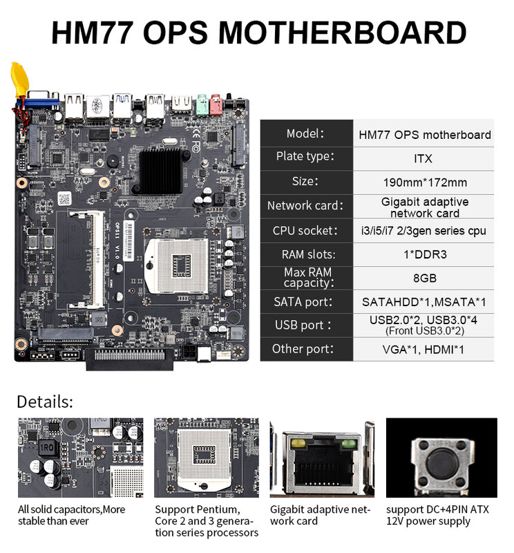 SZMZ OPS Mini PC Core i3 i5 i7 processore DDR3 4G/8G 64G/128G/256G/512G SSD Windows10 Linux Gaming Laptop Computer Mini PC da gioco