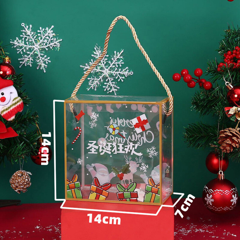 Świąteczne przezroczyste pudełko torby na prezenty z cukierków PVC przezroczyste pudełko do pieczenia ciastek nugatowe cukierki czekoladowe pojemnik na żywność