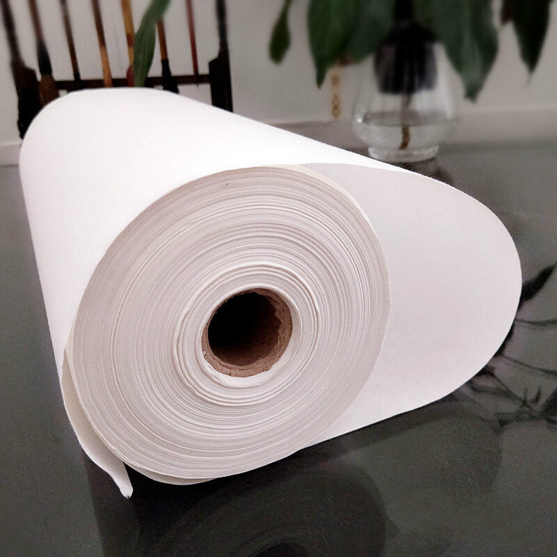 Rolo de papel xuan chinês arroz cru papier caligrafia papel de pintura meio maduro papel xuan branco rijstpapier carta di riso
