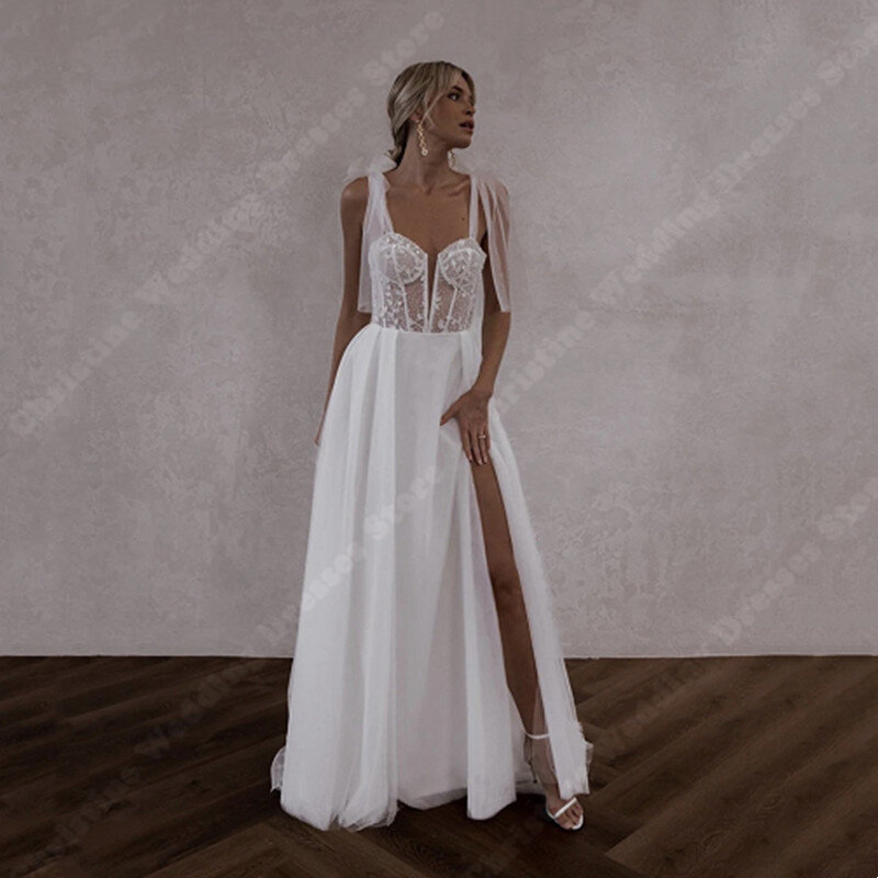 Женское свадебное платье It's yiiya, белое ТРАПЕЦИЕВИДНОЕ ПЛАТЬЕ С Высоким Разрезом на боку на лето 2019