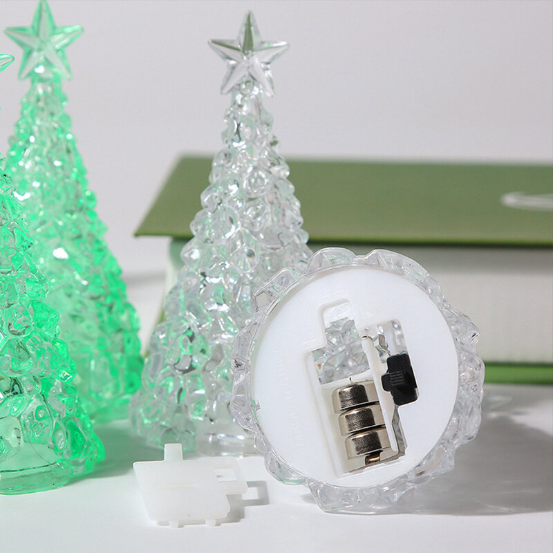 크리스털 LED 캔들 라이트, 크리스마스 트리 야간 조명, 배터리 구동 램프 랜턴, 크리스마스 새해 파티 장식