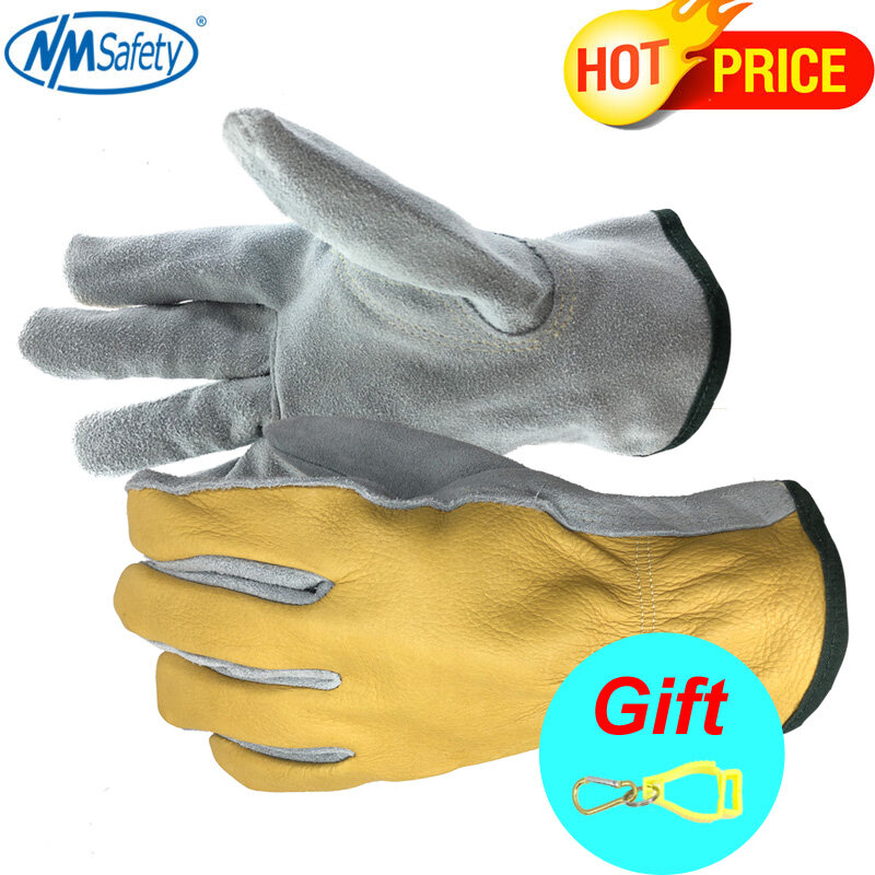 100% High Quality Men's Safety Work Glove Cowhide Leather Working Welding Safety Protective Gloves