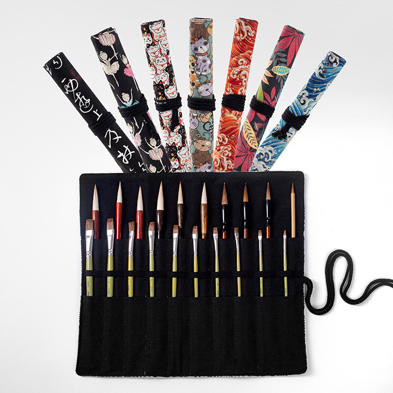 Kawaii Brush piórnik piórnik szkolny rolka dla dziewczynek estetyczny długopis kurtyna torba 20 gniazd o dużej pojemności organizator biurowy