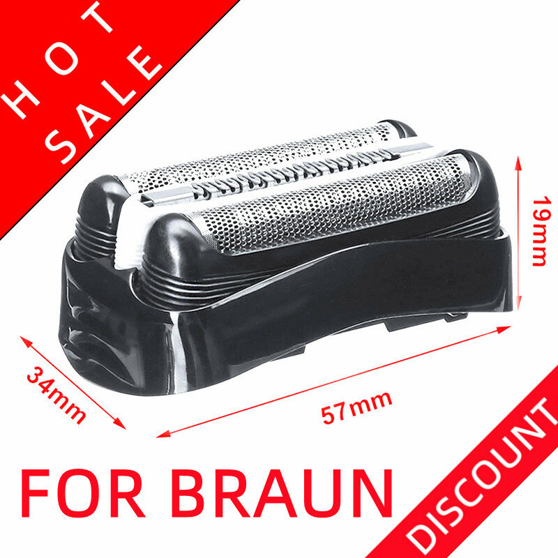 Головка для бритвы Braun Series 3, 320, 330, 340, 380, 390, 3090CC, 350CC, 320S, 330S, черная, в сетку