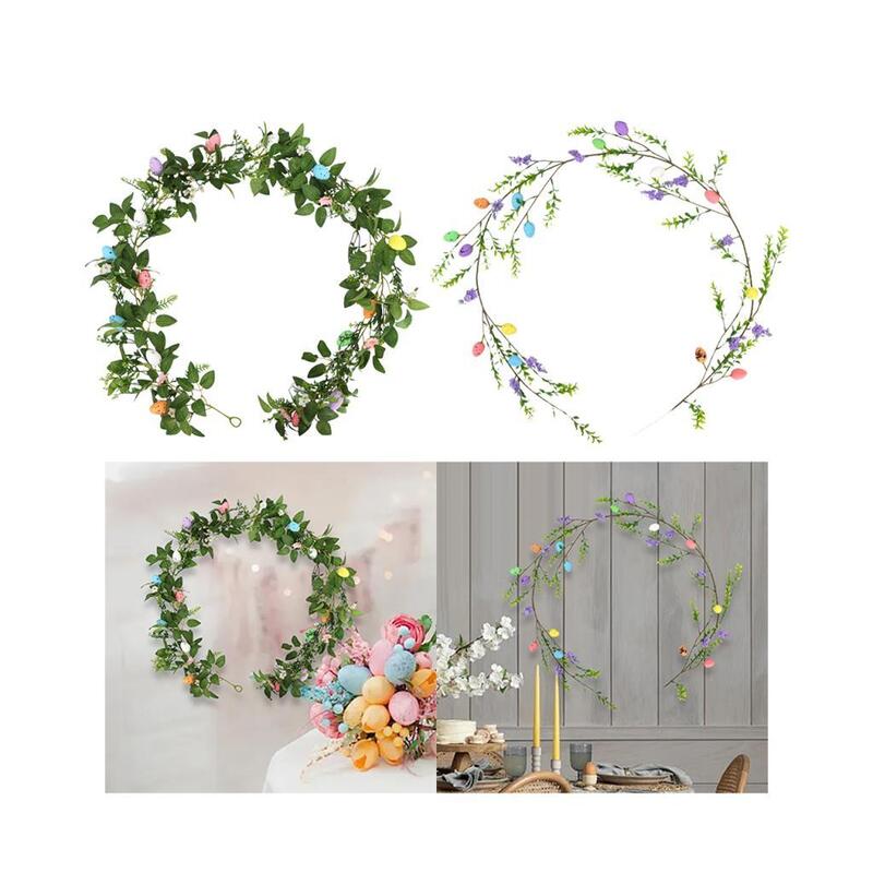 Guirnalda de vides de flores de Pascua, decoraciones de Pascua, guirnalda de huevos de Pascua artificiales