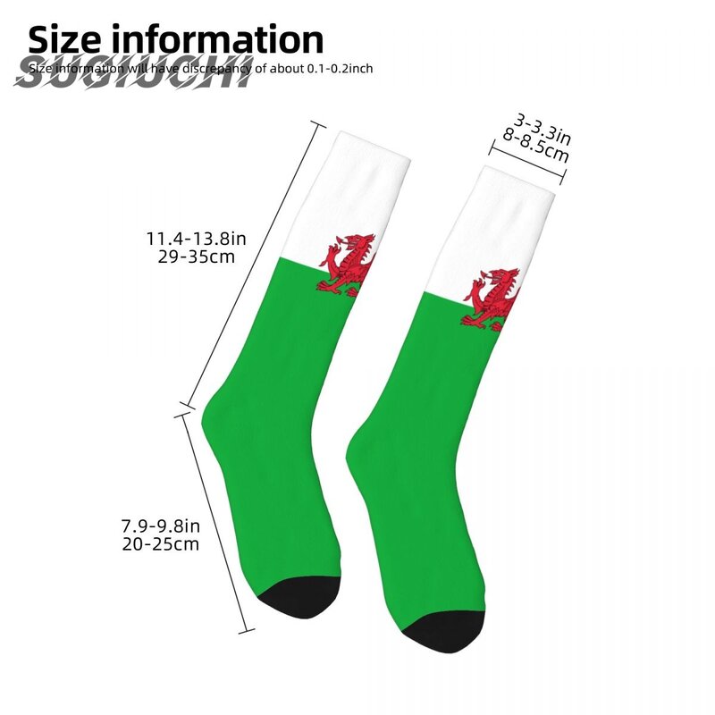 Wales cymru ถุงเท้าพิมพ์ลาย3D ผ้าโพลีเอสเตอร์สำหรับผู้ชายผู้หญิงถุงเท้าลำลองคุณภาพสูงถุงเท้าแนวสตรีทถุงเท้าสเก็ตบอร์ด