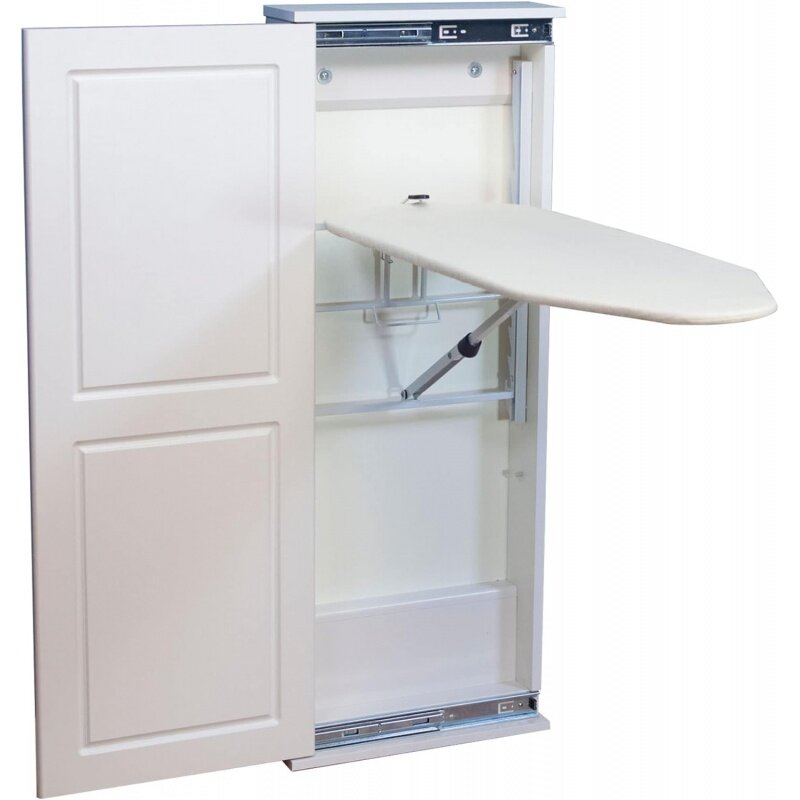 ตู้เหล็กรีดผนังพับได้สำหรับใช้ในครัวเรือน, โต๊ะรีดผ้าในตัว, ตั้งค่าความสูงได้7ระดับ, มีแผ่นปิด