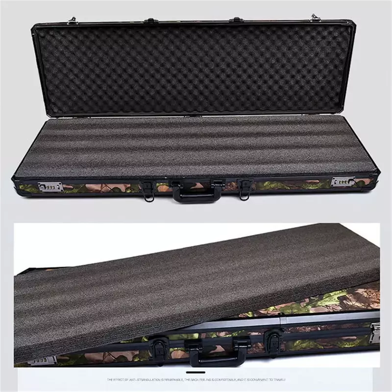 Draagbare Extra Lange Aluminium Gereedschapskist Uitrusting Veiligheidsbox Visstok Koffer Koffer Instrumentenkast Opbergdoos Met Spons