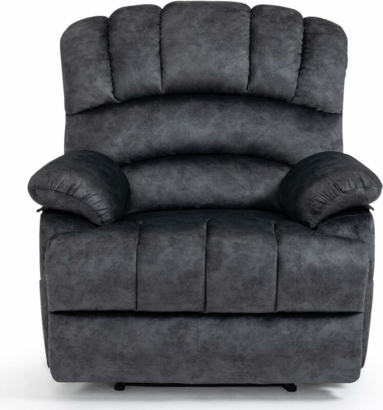 Large Manual Recliner Chair for Living Room, Breathable Fabric Push Back Recliner, Single Sofa Recliners with Overstuffed Arm