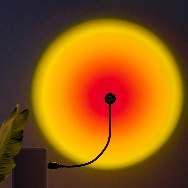 Lampu Matahari Terbenam Proyektor Pelangi USB Lampu Malam Suasana Dekorasi Rumah Lampu Fotografi Lampu Dekorasi Dinding Toko Kopi