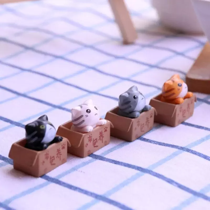 만화 불쌍한 상자 고양이 키티 모델, 작은 조각상 자동차 입상 공예, 정원 피규어 장식, 어린이 방 책상 정원 장식, 5 개
