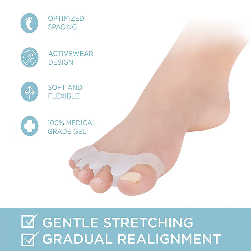 Pexmen 2/4/8Pcs Gel Toe Separators Restore Toes to Original Shape Toes Corrector Spacers for Bunions Overlapping and Blisters