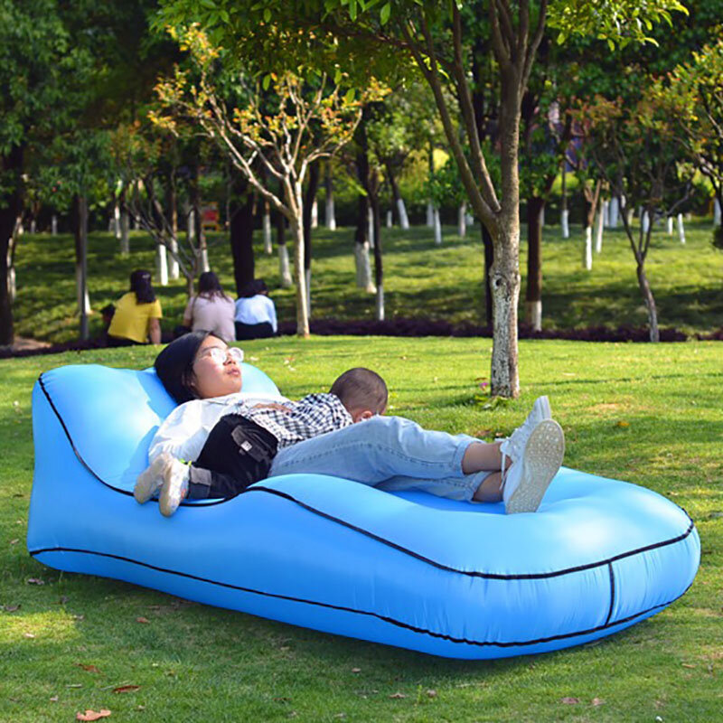 Outdoor Pink Camping Inflatable Sofa Bed Portable Beach Camping Picnic Equipment Floating Folding Inflatable Cushion Bed Lounge