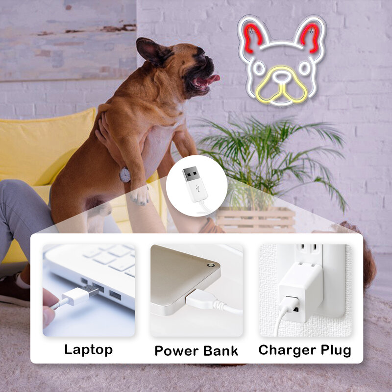 Schattige Hond Neon Logo Led Zucht Lights Esthetische Kamer Decoratie Voor Dierenwinkel Welkomstborden Feest Slaapkamer Dimbare Hangende Wandlamp