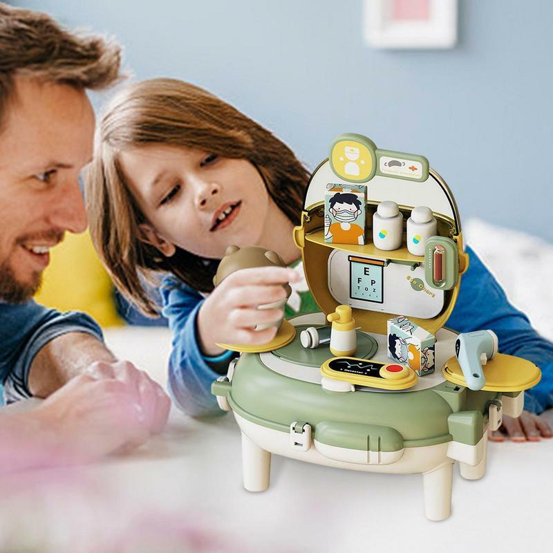 어린이용 가상 놀이 주방 세트, 변형 가능한 장난감, 닥터 키트, 스페이스 베어 배낭 디자인, 조기 개발