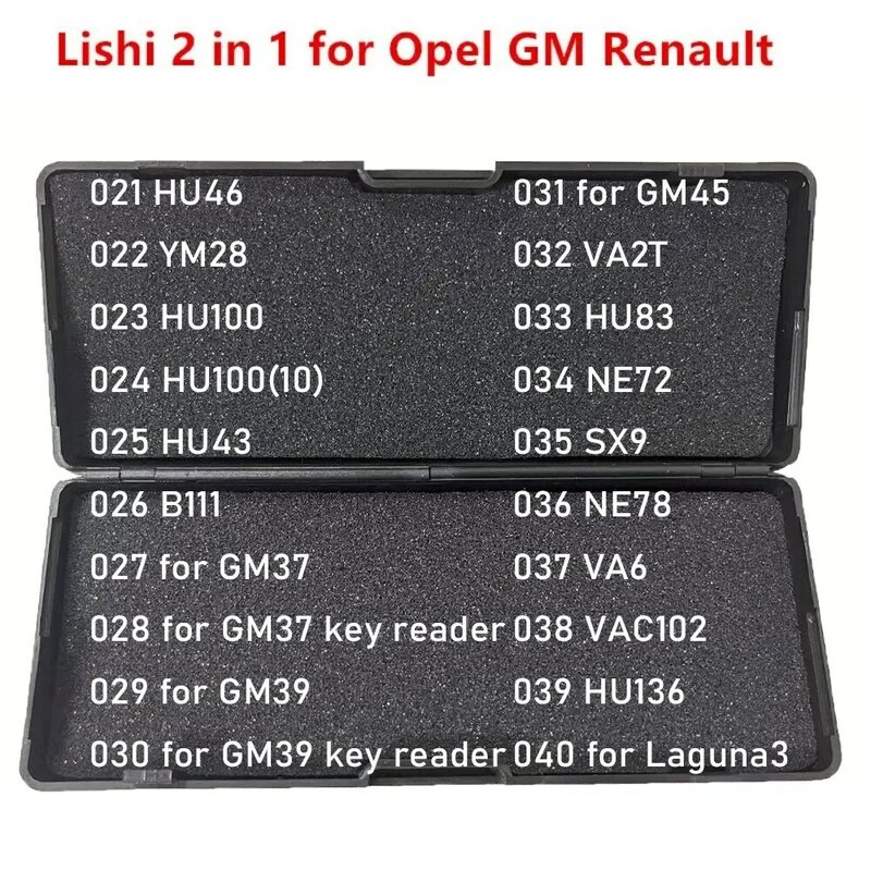 021-040 Lishi 2 en 1, HU46, YM28, HU100, HU43, B111, VA2T, HU83, NE72, SX9, NE78, VA6, VAC102, HU136 para Laguna3, GM37, GM39, GM45, para Opel GM