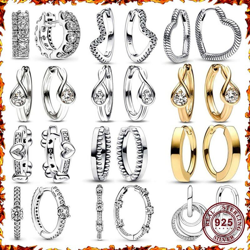 Boucles d'oreilles en argent 925 Love Coussins Signature Series Wave pour femmes, boucles d'oreilles originales avec logo gouttelette, bijoux de charme à la mode bricolage, vente chaude