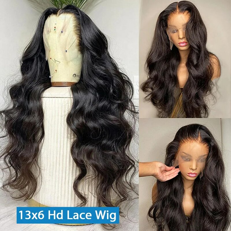 13x4 13x6 HD Body Wave Lace Front Wig Pre Plucked Glueless Human Hair Wigs For Black Women 30 Inch Loose Wave Lace Frontal Wig