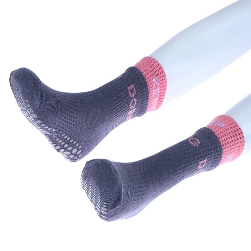 Calzini da Yoga a metà polpaccio traspiranti in cotone calzini sportivi antiscivolo a righe tinta unita calzini da Pilates calzini da allenamento per il Fitness da ballo