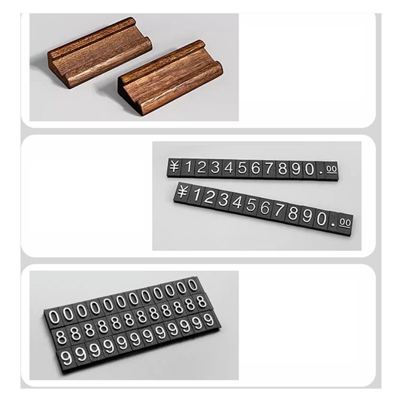 10 set/kotak kayu Mini gabungan nomor harga Tag kubus perhiasan nomor yang bisa diatur Label harga pemegang kartu berdiri yang tahan lama