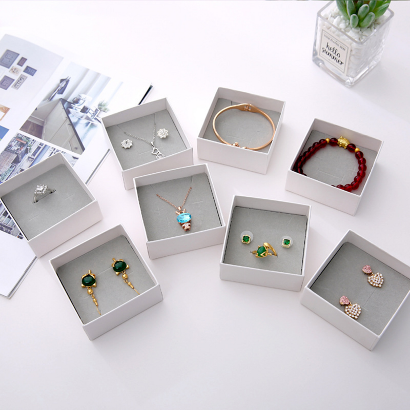 Boîte à bijoux pour fiançailles, boucles d'oreilles, collier, bracelet, nœud papillon, emballage cadeau, boîtes d'affichage en papier kraft
