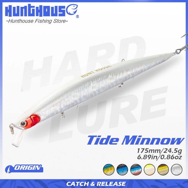 Hunthouse 낚시 루어 2019 tide minnow slim 175 hard lures wobblers floating  175mm 24.5g sea fishing for seabass / 어업