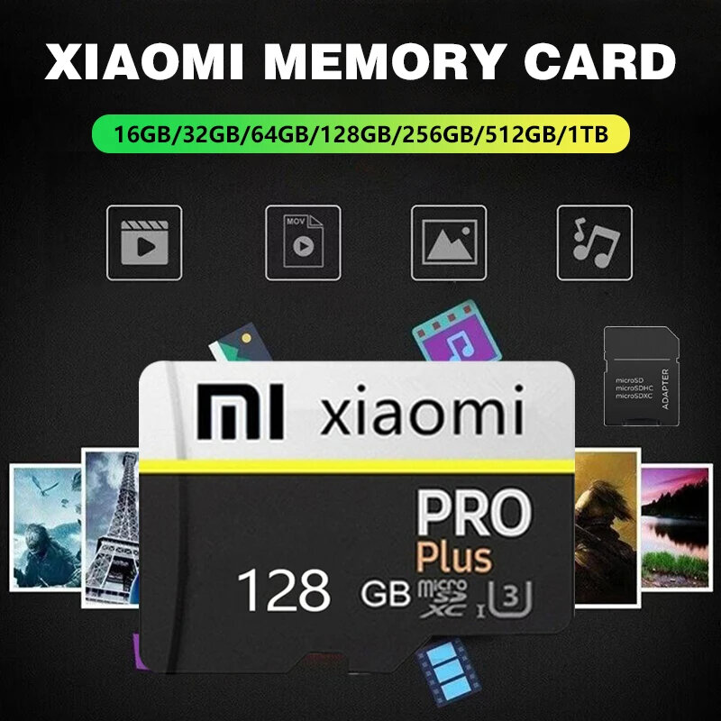 샤오미 마이크로 SD 카드, 클래스 10 TF 카드, 512GBTF 미니 플래시 메모리, USB 펜드라이브 프리 어댑터, 1TB, 2TB, 256GB, 512GB
