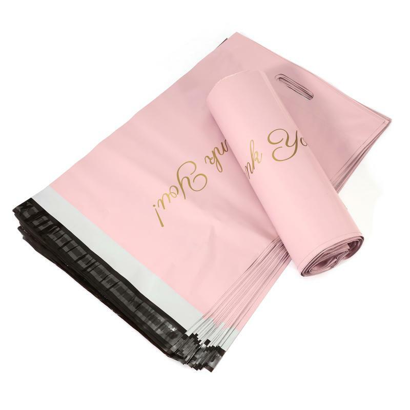 Bolsas de mensajería con sello autoadhesivo impermeable, bolsas de embalaje de plástico con impresión, color rosa, piezas, 100