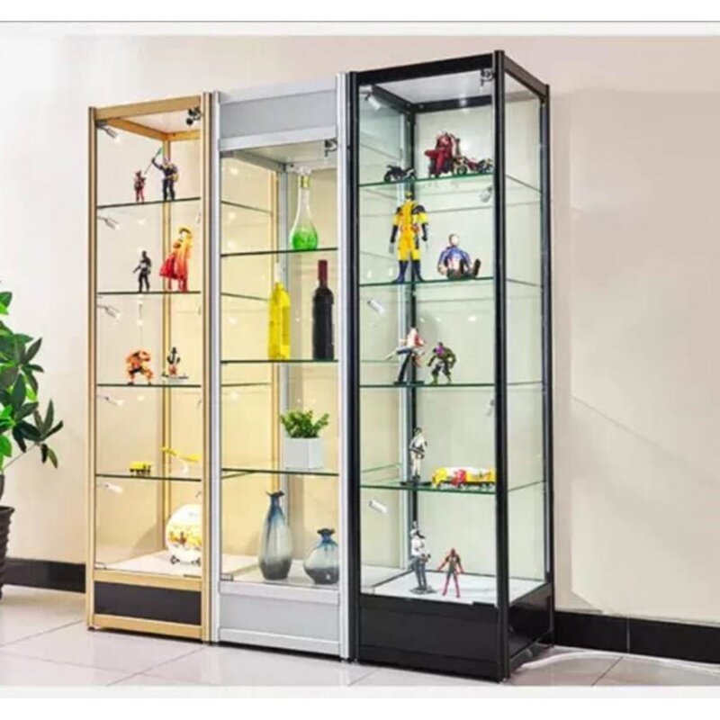 Escaparate de juguetes personalizado y barato, vitrina vertical al por menor con luz LED, Boutique, vitrina de vidrio bloqueable
